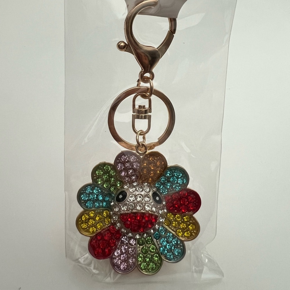 Colorful Crystal Daisy Keychain